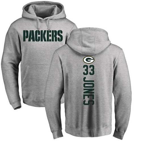 Men Green Bay Packers Ash #33 Jones Aaron Backer Nike NFL Pullover Hoodie Sweatshirts